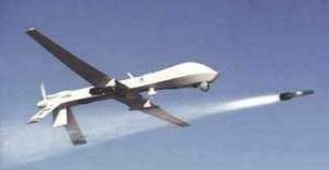 Predator drone fires a Hellfire missile (Source: Wikipedia)